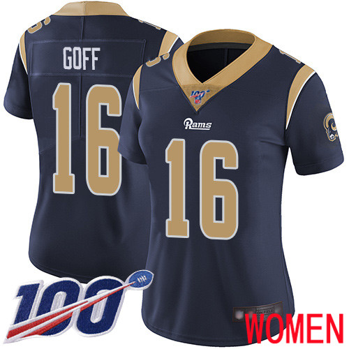 Los Angeles Rams Limited Navy Blue Women Jared Goff Home Jersey NFL Football 16 100th Season Vapor Untouchable
